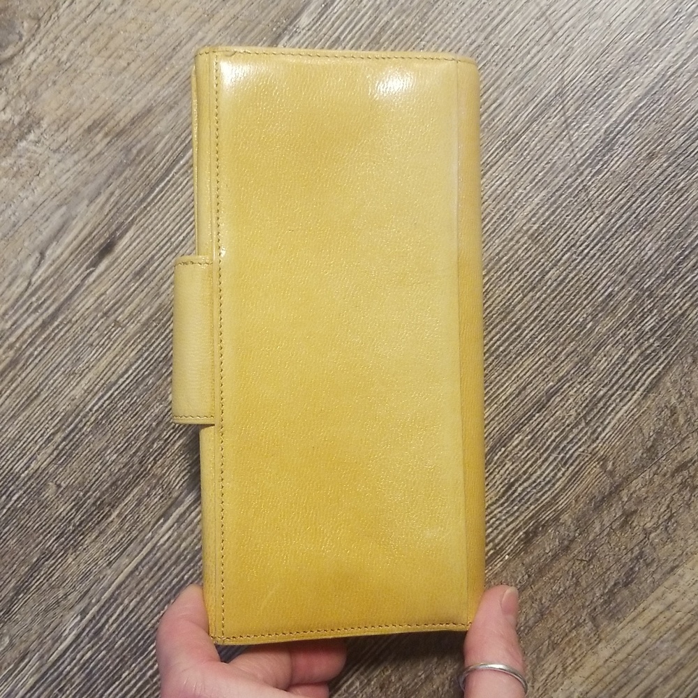 GIVENCHY Long Wallet Leather Kiss Lock Yellow Designer Women's Clutch With Chain - Picture 7 of 17